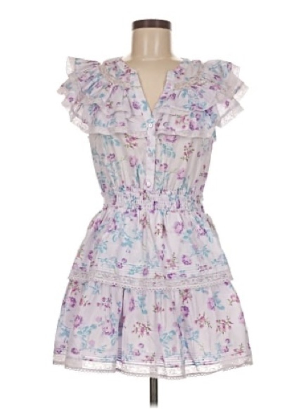 LoveShackFancy -Target Lavender Floral Ruffle Tiered Mini Dress - Picture 3 of 9